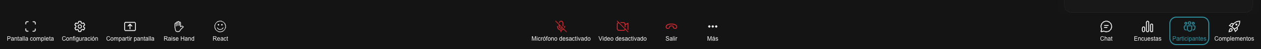 Barra de controles de la reunión